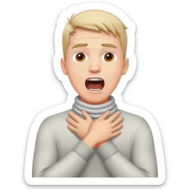 guy crossing hands around his neck screaming sticker