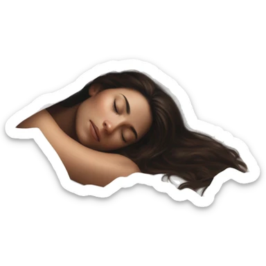 pretty brunette woman sleeping amongst white sheets realistic soft textures and ethereal glow sticker