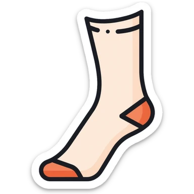 white sock cut open showing the inside insole texture from bottom view sticker