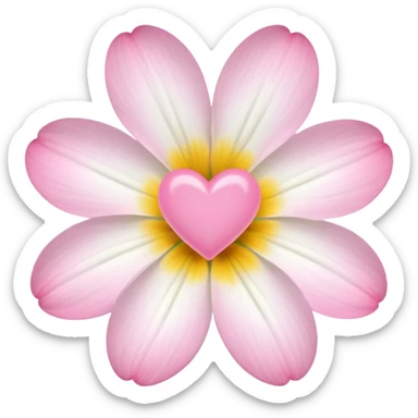 white flower with mini pink heart center sticker