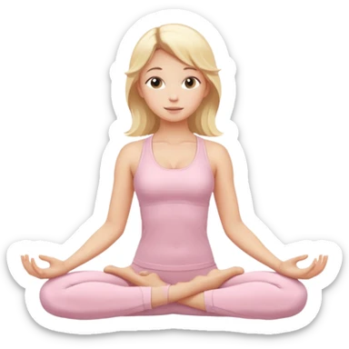 angelic blonde yoga girl in light pink yoga outfit  sticker