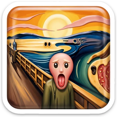Edvard munch The Scream painting with SPAM MEAT landscape  sticker