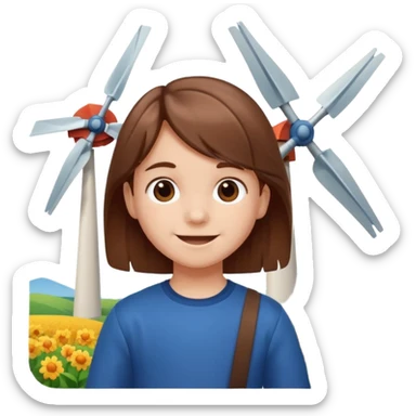 small Kid with Windmills sticker