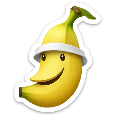 Banana wearing a yellow hat sticker