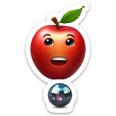 dancing red apple with a disco ball sticker