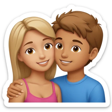 A Cute boy kissing a cute girl sticker