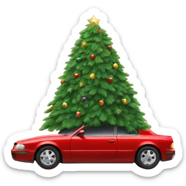 A Christmas tree in a car  sticker