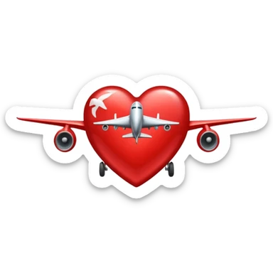 heart with an airplane motif sticker