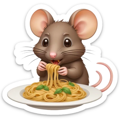 Rat eating pasta sticker