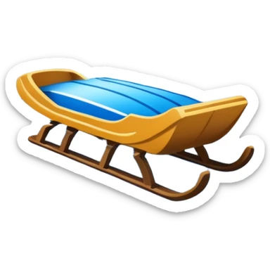 An icon showing a small sled down an icy track. The scene includes dynamic motion lines, icy curves, and a snowy mountain backdrop under a crisp blue sky. Transparent background emphasizes the speed and intensity of the sport. sticker
