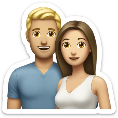 blond hair man with brunette woman  sticker