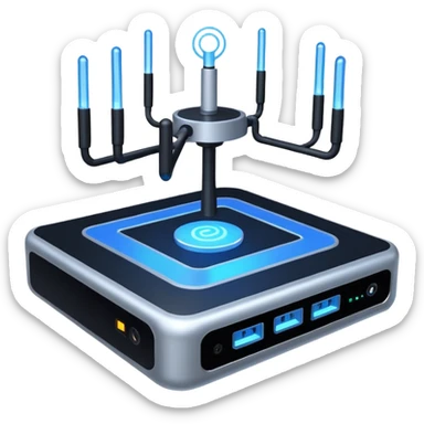 Can you create a picture for an AI LLM model router showing it as a hub connecting different LLMs? Can you make it look more professional?
 sticker