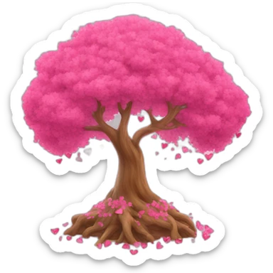 pink love tree rainbow back sticker