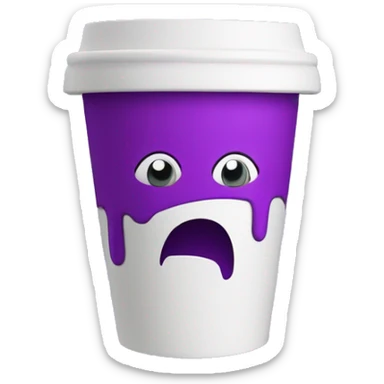 White styrofoam cup with purple koolaid in it sticker