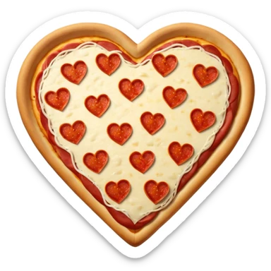 Heart shaped pizza sticker
