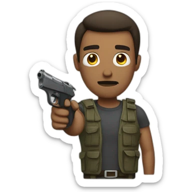 guy with gun worried sticker