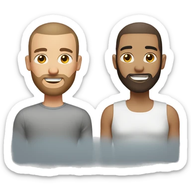 Couple. Guy with brown buzzcut and brown beard. Girl with brown hair. Both light to medium skin. sticker
