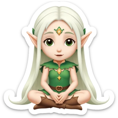small elf girl long white hair sitting down sticker