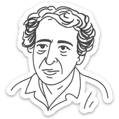 a hand drawn black outline portrait of Hannah Arendt sticker