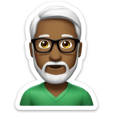 persona como dew 40 añps, color de piel blanca, con lentes cuadrados pero no tanto, los lentes de color negro, nariz grande pero no ancha, pelo negro con canas, barba candado negra con canas blancas sticker