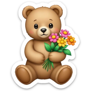 teddy bear with flowers sticker
