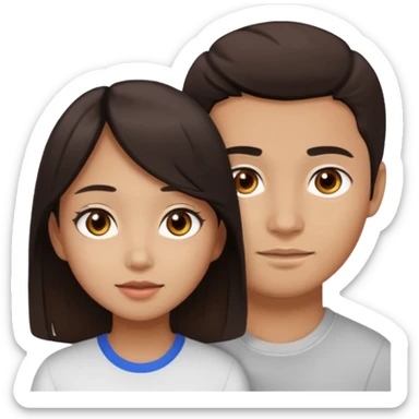 A darker Asian girl with brown eyes and dark brown hair, with her white boyfriend who has hazel eyes and light brown hair. sticker