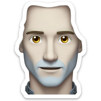 pale handsome flirty vampire king with long wavy white hair and light blue eyes sticker