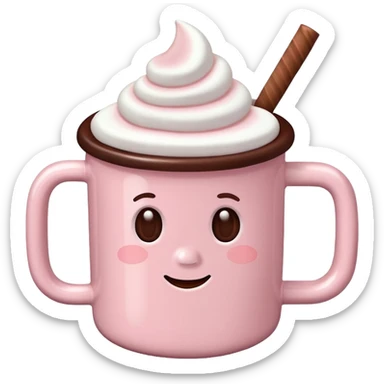 Light Pink mug of hot chocolate with marshmallows  sticker