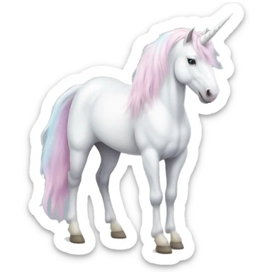 Fullbody White unicorn with pastel color mane  sticker