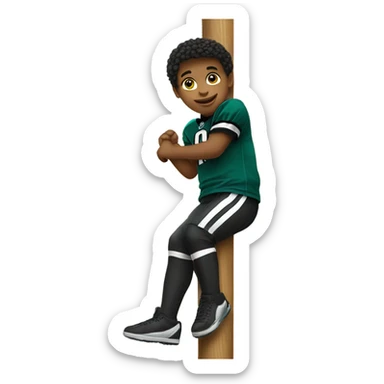 Kid climbing pole wearing Philadelphia eagles jersey  sticker