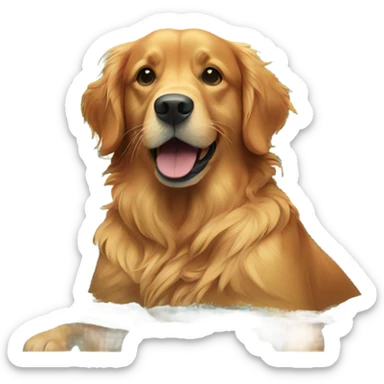 Red golden retriever in swimming pool sticker