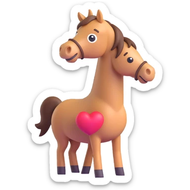 horse standing, isometric view, emoji style, heart above its head sticker