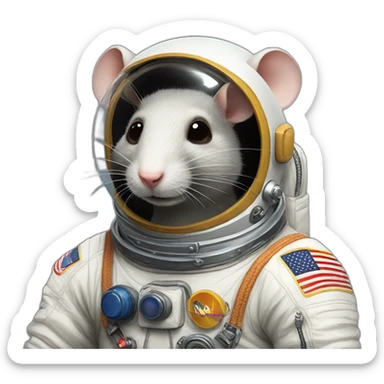 astronaut old rat realistic sticker