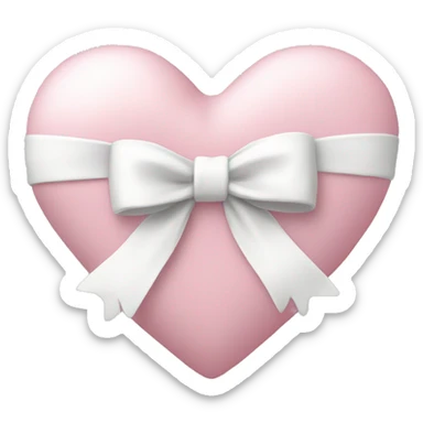 Pastel pink heart with white bow sticker