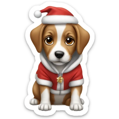 Cute puppy wearing Christmas hoodies  sticker