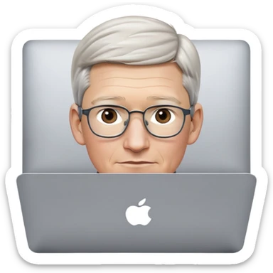 Tim Cook using a MacBook Pro. sticker