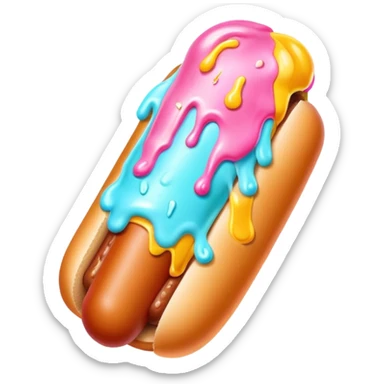 Melting neon ice cream hot dog  sticker