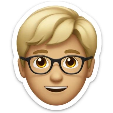 a kid with brown eyes and hair and has glasses boy  sticker