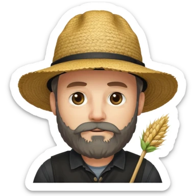 Puritan farmer male middle age with beard black clothes straw hat sticker
