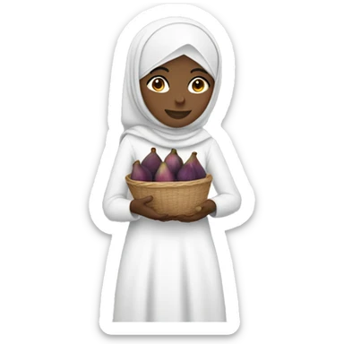 white hijab girl holding figs sticker