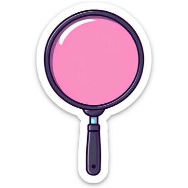 magnifying glass, transparent glass with bright pink gradient from #FF335F to #FF99AA, highlights, minimalistic sticker