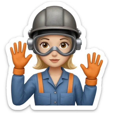 Girl welder waving hi sticker