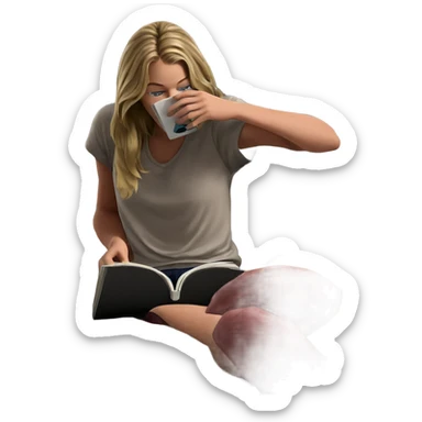 blonde boy reading indoors sticker