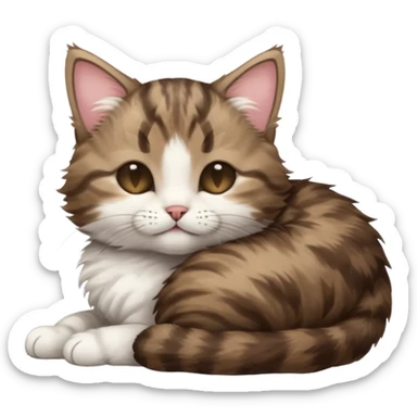 dark brown tabby and white kitten in funny positions with eyes closed sticker