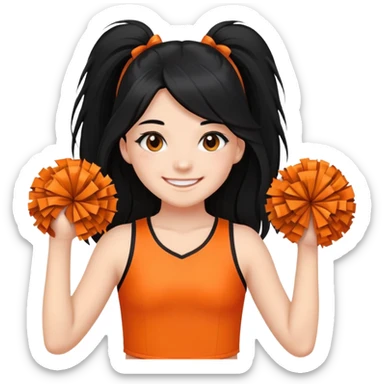- Nữ
- 15 tuổi
- Da trắng
- Tóc dài, đen
- cười mỉm, mặt nhỏ nhắn dài
- Mặc áo cổ vũ cam
- ảnh chân dung, không cần tay sticker