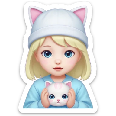 Neon lights Neko girl baby sticker