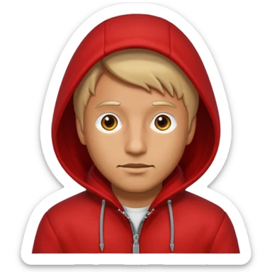 Man in red coat, hood down sticker