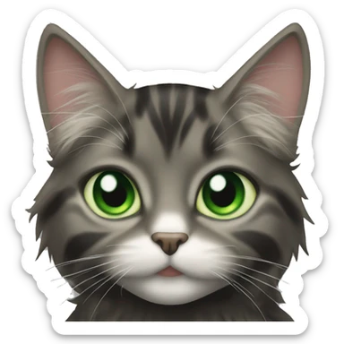 a long haired tabby cat and black cat green eyes sticker