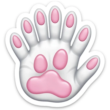 d white cat's hand with cat's toenails sticker