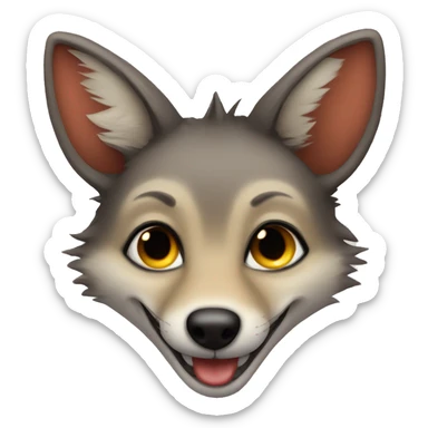 smiling jackal with heart eyes sticker